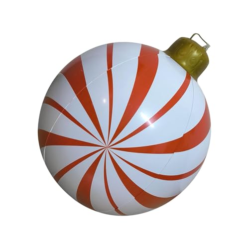 Bolas inflables de Navidad, Grandes Bolas de Navidad inflables - Bolas inflables para Adornos navideños de 23,6 Pulgadas, Entrega el de PVC del espíritu navideño para el Evento
