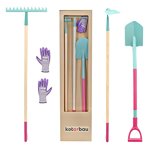 KOTARBAU® Gartenwerkzeug-Set für Damen Hacke Spaten Rechen Handschuhe