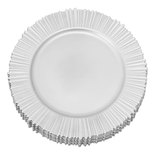 100 platos reutilizables plateados de 13 pulgadas miniatura 1