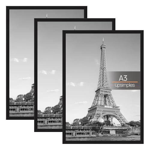 upsimples 3 Pack Bilderrahmen A3, A3 Bilderrahmen Schwarz für Fotogalerie,...