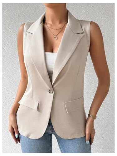 Verdusa Women's Plus Size Old Money Button Up Blazer Vest Business Casual Collared Tops3