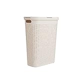Mind Reader 40 Liter Slim Basket Laundry Hamper, Ivory