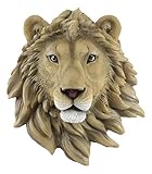 Ebros Simba Safari King Of The Jungle Lion Head Wall Decor Plaque 9.25'Tall Taxidermy Art Sculpture Alpha Pride Lions Hanging Bust Plaques