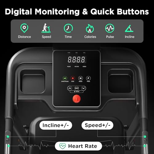 Image of YUEJIQI 3220S Treadmills for Home, 15% Auto Incline, 3.5HP Quiet Brushless, 300Lbs Capacity, 16 inchx42 inch Wide Running Belt, Max 8.5 MPH, One-Touch Folding Treadmill with Bluetooth APP & Pulse Monitor