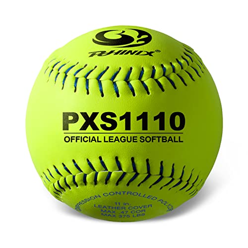 PHINIX Split Leather Practice Softball Official Size and Weight Professional Quality (11 Inch Box of 12)