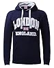 Itzu Men's London England Hoodie Sweatshirt Pullover Hood Top Cotton Union Jack (Navy - Medium) #2