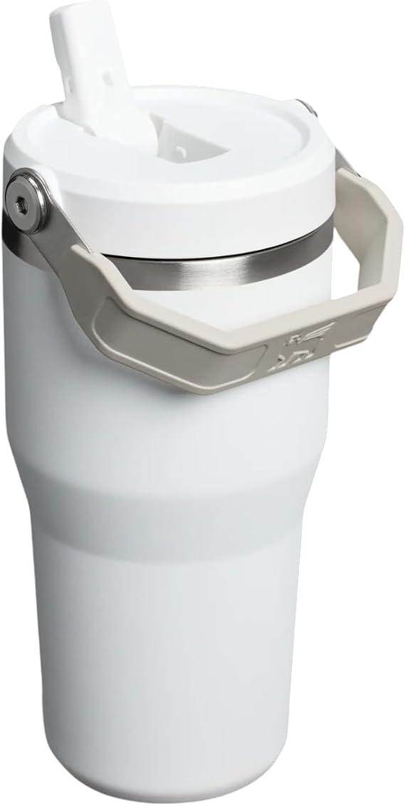 Stanley IceFlow Flip Straw Tumbler Pipetli Termos Bardak, 0.60 Litre, Beyaz (Frost)