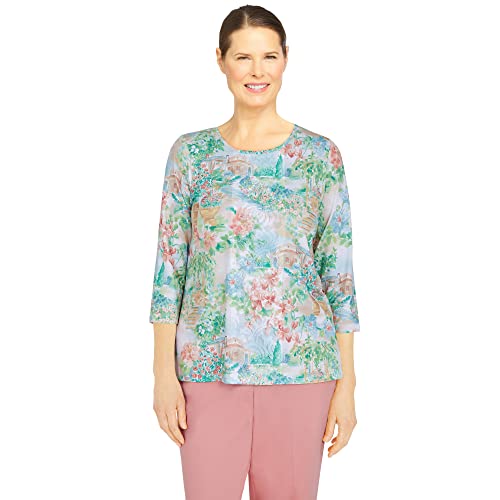Top imprimé jardin Alfred Dunner coupe Petite taille PS multicolore en maille souple