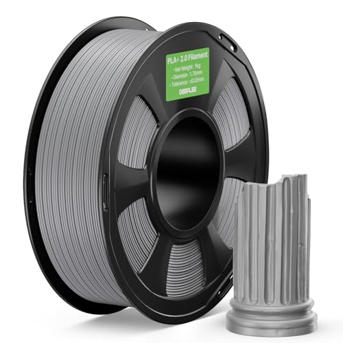 DEEPLEE PLA+ 2.0 Filament 1.75mm Stärkere Zähigkeit 3D Drucker Filament Grau 1KG Upgrade PLA Plus 3D Printer Filament High Speed PLA+ Filament für die meisten FDM 3D Drucker