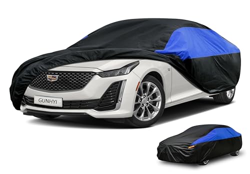 Image of GUNHYI Cadillac Car Cover Custom Fit Cadillac CT5 Waterproof All Weather, Lightweight Full Car Cover Outdoor Sun UV Rain Dust Snow Wind Protection.
