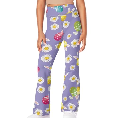 Easter Girls Flare Pants Size 5-14 Years Wide Leg Tummy Control Bell Bottoms High Waist Leggings Kids Outfit3