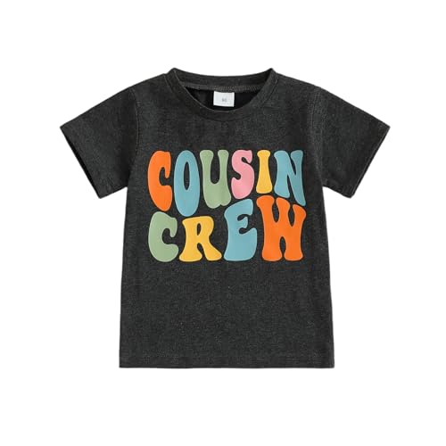 Sibling Matching Outfits for Kids Little Girl Boy Short Sleeve Cousin Crew Shirt Colorful Print Summer Clothes