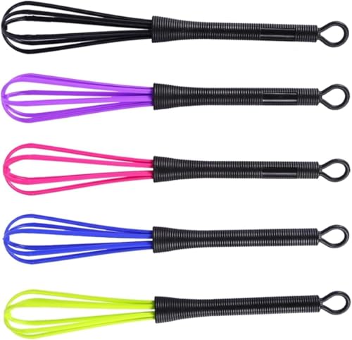5 Stück Mini-Rührbesen für Küche und Friseurbedarf – Multifunktionsbesen (Farbmix) – Ideal für Haarfärbemittel, Backcremes und DIY-Kosmetik