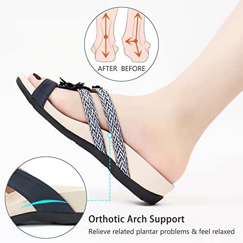Image of FUDYNMALC Womens Orthotic Flips Flops Sandals Arch Support for Flat feet Orthopedic Slides Sandals Plantar Fasciitis Comfortable Walking Thong Sandals for Women