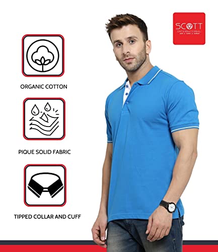 Image of Scott International Men's Regular Fit Half Sleeve Organic Cotton Polo T-Shirt