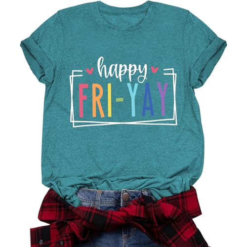 Friyay Teacher Shirt Happy Fri-Yay Letter Print Shirts School Teacher