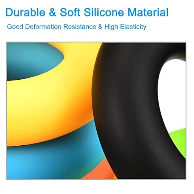 uxcell Hand Grip Strengthener, 5 Level: 20/30/40/50/60Lbs Silicone Rings Fingers Forearms Exercise Grip Trainer for Rock Climbing Athletes Workout