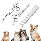 JYNVO Tijeras Peluqueria Canina, Tijeras Para Perros, Tijeras Curvas Para Perros, 3 En 1 Tijeras Peluqueria Canina Para Perros, para perros, gatos