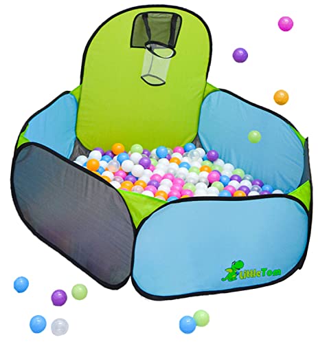 LittleTom Piscina de Bolas para Niños con Canasta Basket - 300 Bolas Infantiles - 120x120x90 Pop Up...
