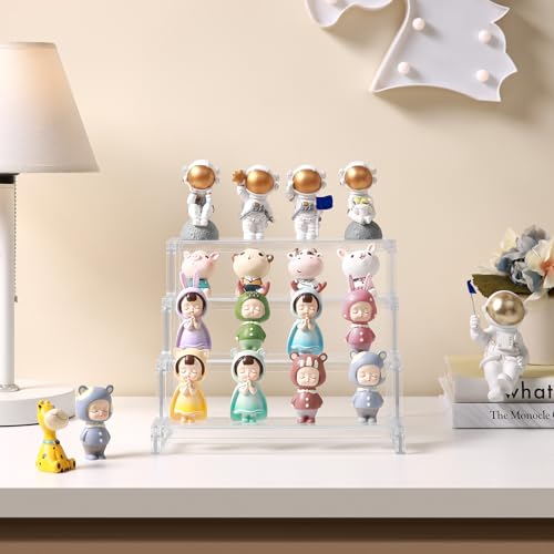 Lifewit 4-stufiger klarer Display Ständer, 1 Stück Kunststoffständer für Präsentation, Plastik Organizer für Figuren, Cupcakes, Schreibtischständer zum Ordnen und Dekorieren, 22.8cm