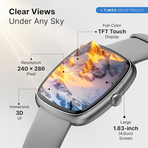 Image of TIMEX iConnect Calling Ace+ 1.83 inch(4.6 cm) 3D UI Display with Functional Crown and BT Calling Smartwatch for Unisex - TWIXW1502T