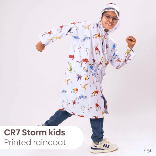 Image of Haus and Kinder Kids Raincoat with Hood - 1 Piece | Waterproof, Light Blue, Age 6-10, with Pockets