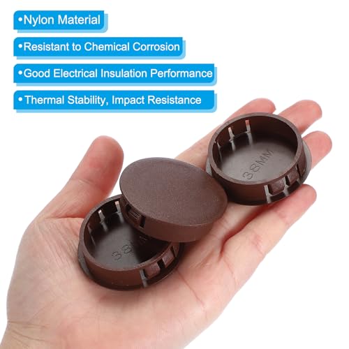 Image of PATIKIL 1.5 inch /38mm Plastic Hole Plugs, 20Pcs Flush Type Round Hole Plugs Cover Snap in Locking Hole Tube for Table Kitchen Cabinet Furniture, Dark Brown