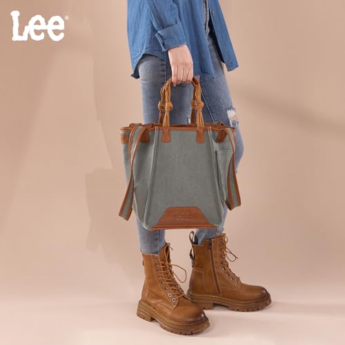 Image of Montana West x Lee Canvas Tote Bag for Women Square Shoulder Handbag with Multiple Pockets for Work and Travel