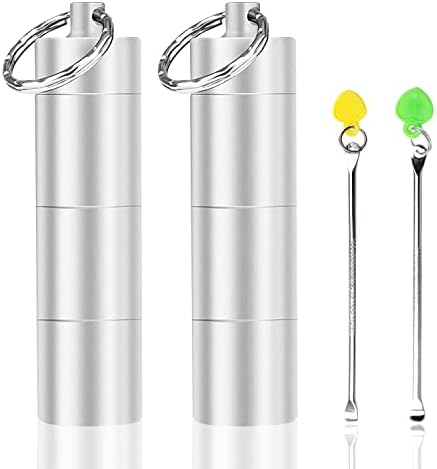 2 Pieces Aluminum Pill Box Portable Pill Organiser 3 Compartment Metal Pill Cases Pocket Pill Boxes Travel Pill Holder Daily Pill Container with Tiny Spoon (Silver)
