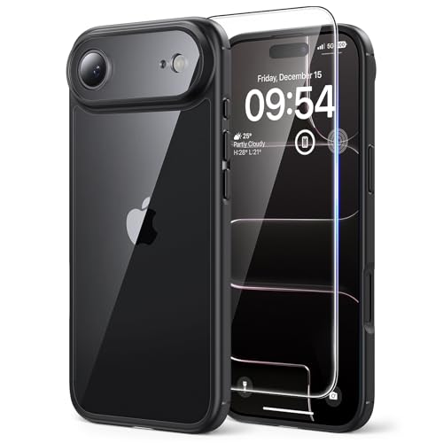 Image of TAURI for iPhone Air Case, with Screen Protector, Black | Full Camera Protection, Anti-Yellowing Military-Grade Protection Shockproof Slim Phone Case for iPhone 17 Air