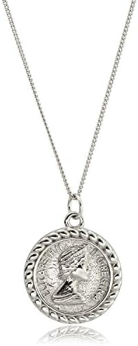CISHOP Treasure Vintage 18K Special Coin Necklace Sterling Silver Disc Round Circle Pendant Necklace