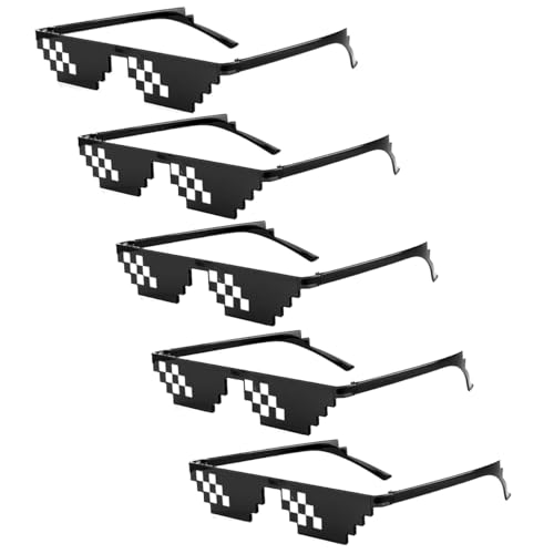 Image of STORE 2508 Pixelated Thug Life Party glasses Gangster Gangsta Life Funny Novelty Shades, Photo Props Unisex Sunglasses Eyeglasses