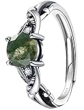 Moss Agate Ring Adjustable Rings Moss Agate Jewelry Green Gems 925 Silver Plated Copper Engagement Wedding Promise Jewelry Gift