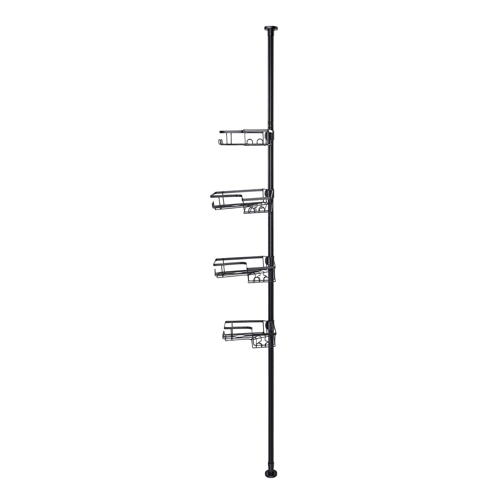 Cesta de Ducha de Esquina de Acero Inoxidable con 4 Cestas (Negro)