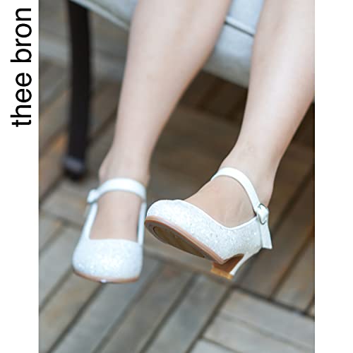 Image of THEE BRON Girls Low Heel Dress Shoes Mary Jane Party Wedding Flower Girl Pumps