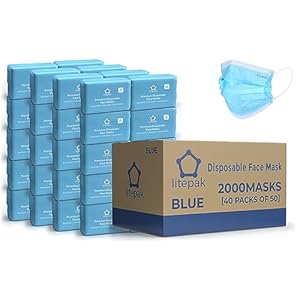 2,000pcs Disposable Face Masks- 3 Ply Breathable Mask For Adults – Blue (40 Packs of 50)