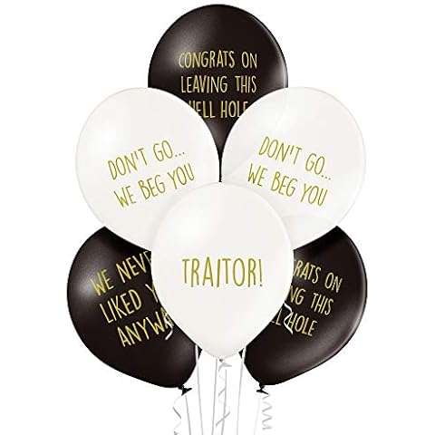 Office Leaver Going Away Funny Balloons - Pack of 12 Premium White And Black Balloons - Perfect For A Colleague Or Co-Worker Cover