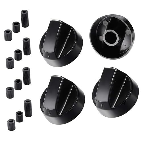 BOBOZHONG Bouton Plaque de Cuisson,4pcs Boutons de Commande Universels,Bouton pour Réchaud à Gaz,pour Presque Toutes Les Cuisinières,Plaques de Cuisson,Four,Cuisinière à Gaz(Noir)