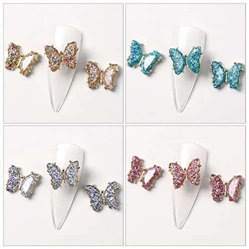 Wokoto 12Pcs Glitter Acrylic Nail Butterfly Charms For Nails Holographic 3D Butterfly Nail Charms For Acrylic Nails Nail Art Jewels Gem Stones For Women Nail Art Jewelrys Rhinestones For Nails #TOP5