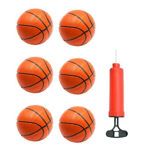 Coriver 6 Stück Mini Basketball Kleine für Reifen Aufblasbare Basketball Klein mit Pumpe, Poolbälle Beach Balls für Party Indoor Outdoor Spiel (Rot)