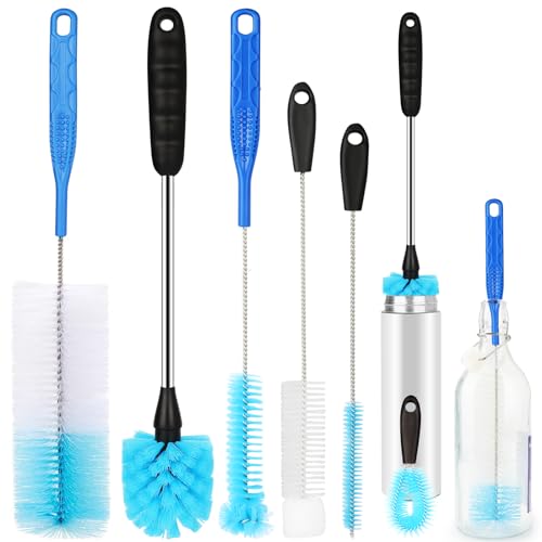 6 Pack Bottle Brush Cleaner Set, Long Handle Stainless Steel Water Bottle Cleaner Brush for Washing Sport Bottles, Narrow Neck Bottle, Baby Bottles, Dish, Flask, Straw, Cup Cover.