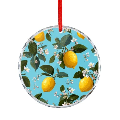 Lemon Christmas Ornament Crystal Glass Hanging Decorations for Christmas Tree Party