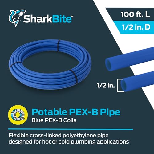 Image of SharkBite 1 /2 Inch x 100 Feet Blue PEX-B, Made in the USA, Flexible Water Pipe Tubing for Plumbing, U860B100