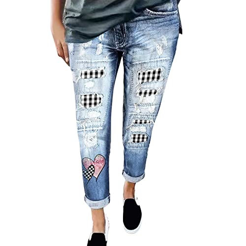 Pantalon crayon à carreaux effet jean idéal pour vos sorties urbaines