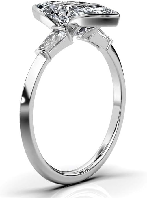 1ct-5ct Moissanite Engagement Ring For Women Three Stone Moissanite Engagement Ring in 10K/14K/18K White gold And 925 Sterling Silver Wedding & Proposal Jewelry