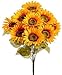 Poly-Silk Golden Yellow Sunflower Bush, 19