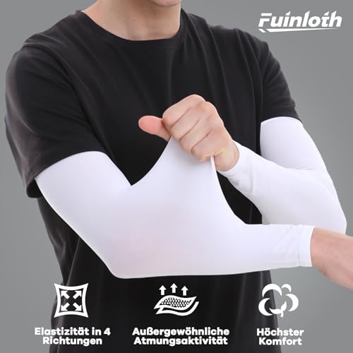 fuinloth 2 Paare Arm Sleeves Arm Stulpen Armschoner für Damen/Herren, Volleyball Basketball Sport Ärmel 2 Weiß