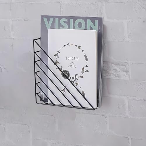 CROISSANT Wall Mounted File Organizer,Metal Magazine Basket, Wall Mounted Magazine Rack, Suitable for Hanging File Folders for Office Living Room