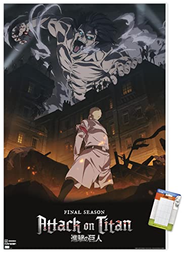 Trends International Attack on Titan: Season 4 - Key Visual 1 Wall Poster, 22.375" x 34", Premium Poster & Mount Bundle