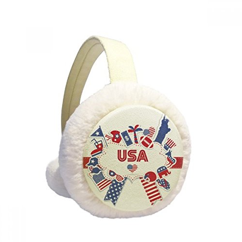 Orejeras de invierno de la bandera de USA calentadores de oídos de felpa para aire libre